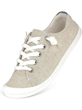 Women's Beige Comfort Casual Round Toe Canvas Shoes Fashion Sneaker for Walking